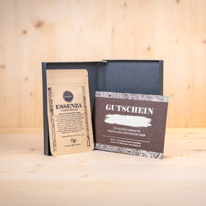 Geschenk-Gutschein mit Gewürzprobe in Kartonbox