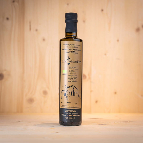 OLIVENÖL APOKARDIAS BIO - aus Griechenland, hochwertiges bio olivenöl aus griechenland, Sorte Koroneiki in schöner Flasche.