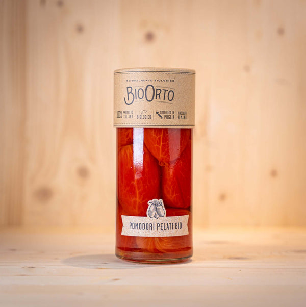bio roma tomaten aus apulien in einem Glas von BioOrto, ideal für Saucen und Pizza