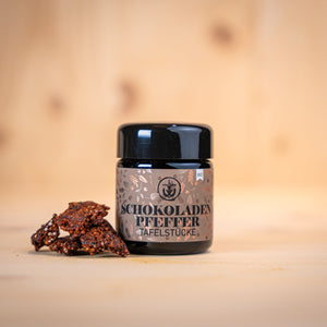 Schokoladen-Pfeffer Tafelstücke Glas