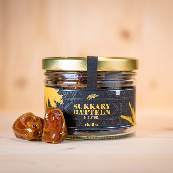 SUKKARY DATTELN frisch BIO im Glas 300 g, süße Datteln Sukkary Bio mit honigähnlichem Geschmack