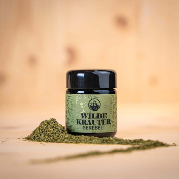 Geschenkset Wildfang Bio-Gewürzmischungen Wilde Kräuter in Mironglas mit Kräutergemisch