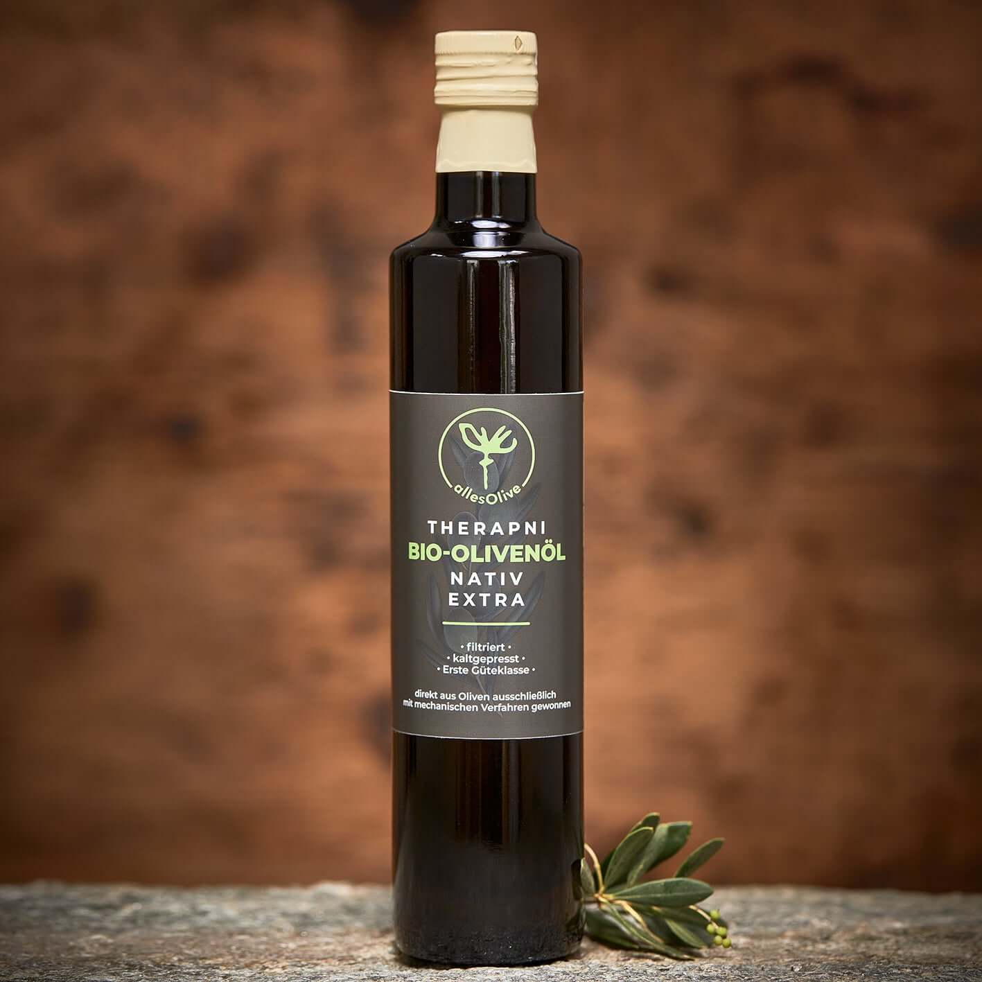 Olivenöl Therapni Bio in 500ml Glasflasche