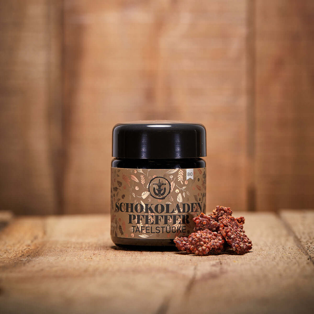 Schokoladen Pfeffer Bio im kleinen Glas